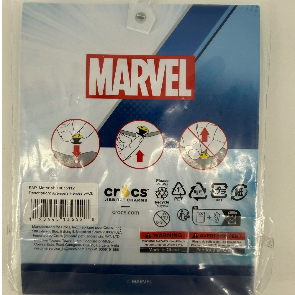 Crocs Jibbitz Marvel Avengers Heroes 5-Pack Shoe Charms Iron Man Hulk Thor New